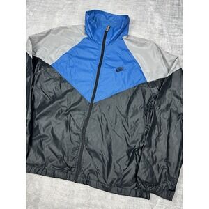 Vtg Nike Jacket Mens XL Blue Windbreake 80s Color Block Track Running Gym